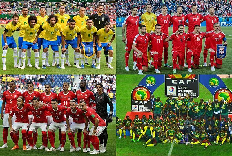 Sele��es do Brasil, S�rvia, Su��a e Camar�es. As sele��es do Grupo G da Primeira Fase da Copa do Mundo de Futebol de 2022 no Catar (Qatar) - Fotos: Granada, Edgar Breshchanov, Kirill Venediktov e Ben Sutherland