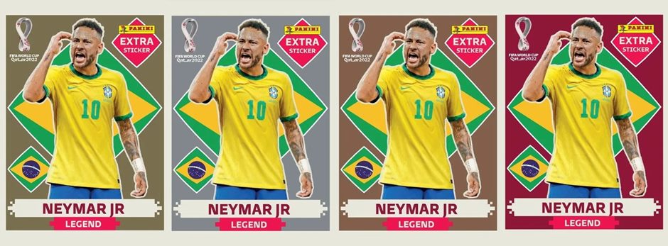 Figurinhas extras de Neymar do Álbum de figurinhas da Copa do Mundo de Futebol - Foto: Panini/Divulgação