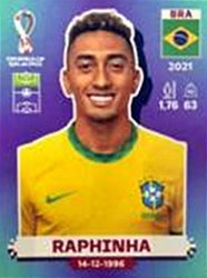 Figurinha de Raphinha - Jogador da Sele��o Brasileira na Copa do Mundo de Futebol de 2022 no Catar (Qatar) - Foto: Panini/Divulga��o