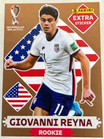 Figurinhas extras de Giovanni Reyna do Álbum de figurinhas da Copa do Mundo de Futebol - Foto: Panini/Divulgação