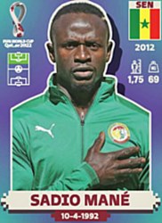 Figurinha de Sadio Man� - Jogador da Sele��o Senegalesa na Copa do Mundo de Futebol de 2022 no Catar (Qatar) - Foto: Panini/Divulga��o