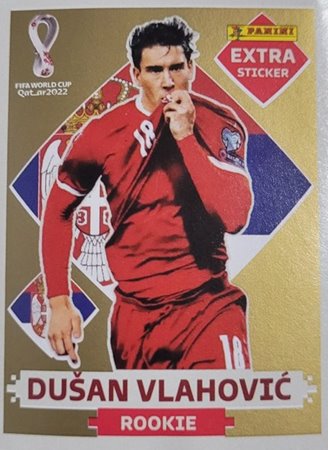 Figurinhas extras de Du�an Vlahovic do �lbum de figurinhas da Copa do Mundo de Futebol - Foto: Panini/Divulga��o