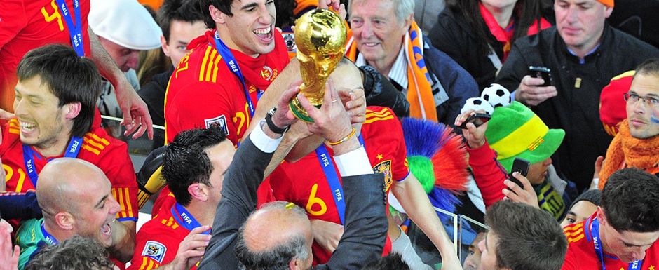 Sele��o da Espanha comemora o t�tulo da Copa do Mundo de Futebol de 2010 na �frica do Sul - Foto: Anthony Stanley