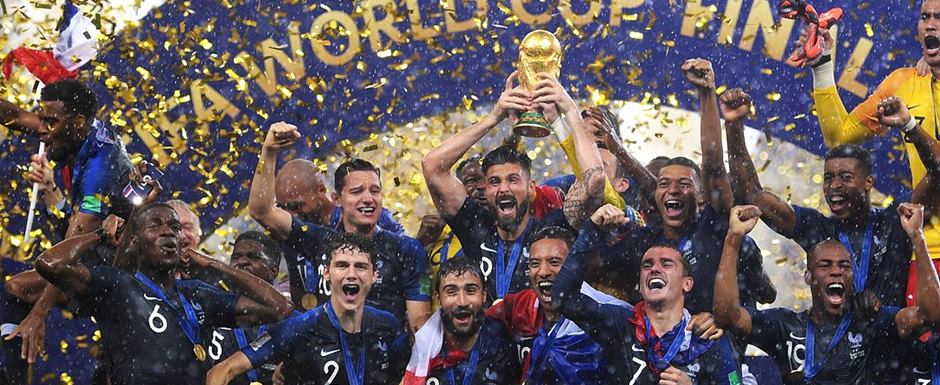 Jogadores da Fran�a comemoram o t�tulo da Copa do Mundo de Futebol de 2018 na R�ssia - Foto: RPPIO