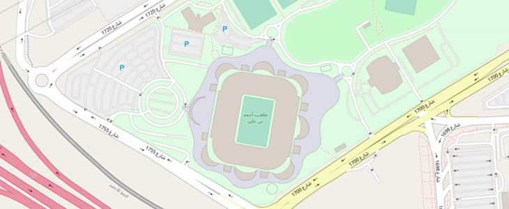 Est�dio Ahmad bin Ali em Al Rayyan - Est�dio da Copa do Mundo de Futebol de 2022 no Catar (Qatar) - Foto: OpenStreetMap