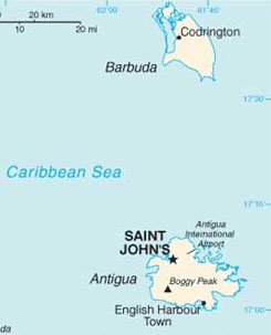 Mapa de Ant�gua e Barbuda