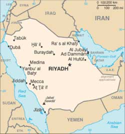 Mapa da Ar�bia Saudita
