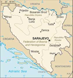 Mapa da B�snia e Herzegovina