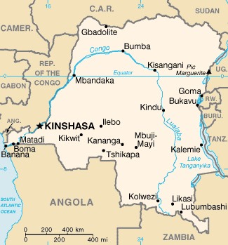 Mapa da Rep�blica Democr�tica do Congo