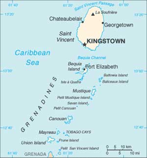 Mapa de S�o Vicente e Granadinas