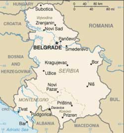 Mapa da S�rvia e Montenegro
