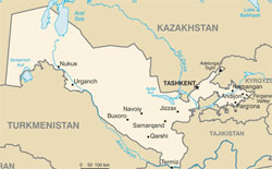 Mapa do Uzbequistão