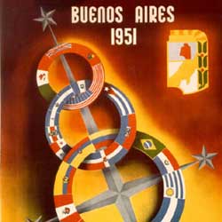 Hist�ria dos Jogos Pan-Americanos - Detalhe do p�ster dos primeiros Jogos Pan-Americanos - Buenos Aires - 1951