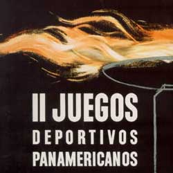 Hist�ria dos Jogos Pan-Americanos - Detalhe do p�ster dos primeiros Jogos Pan-Americanos - Buenos Aires - 1951